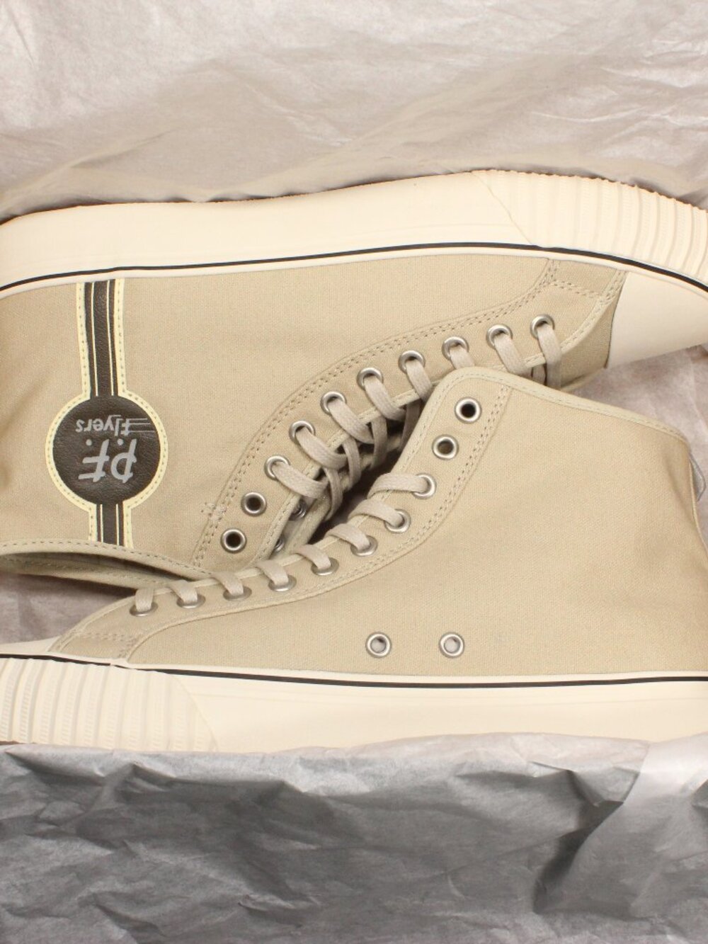 P.F. Flyers Center Hi Tan White Sneaker Canvas High Tops Men's Size 11.5